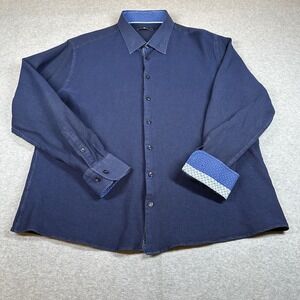 Stone Rose‎ Dress Shirt Mens 3XL Blue Textured Contrast Cuff